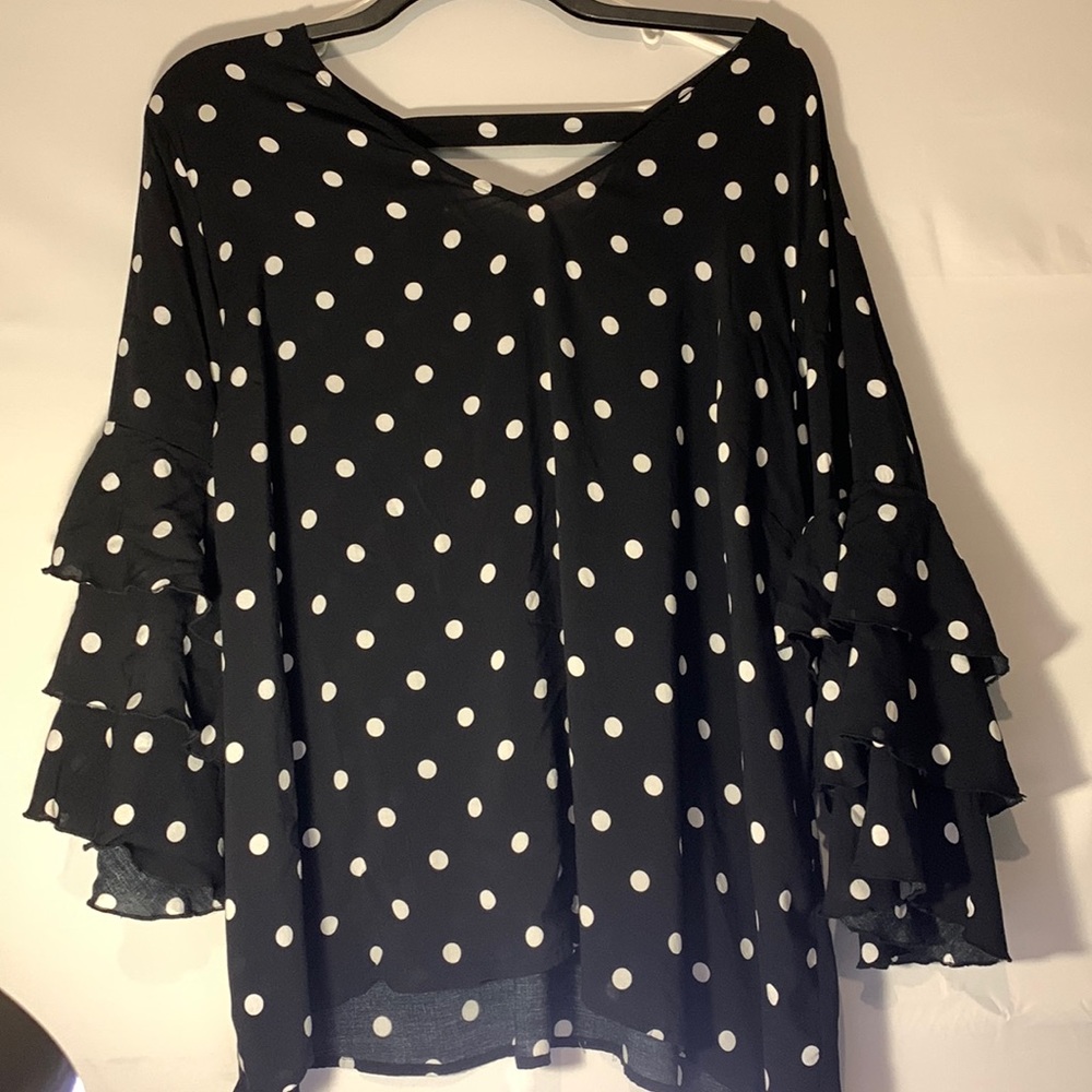Womens Est 1946 black with white polka dots blouse size 26/28 top